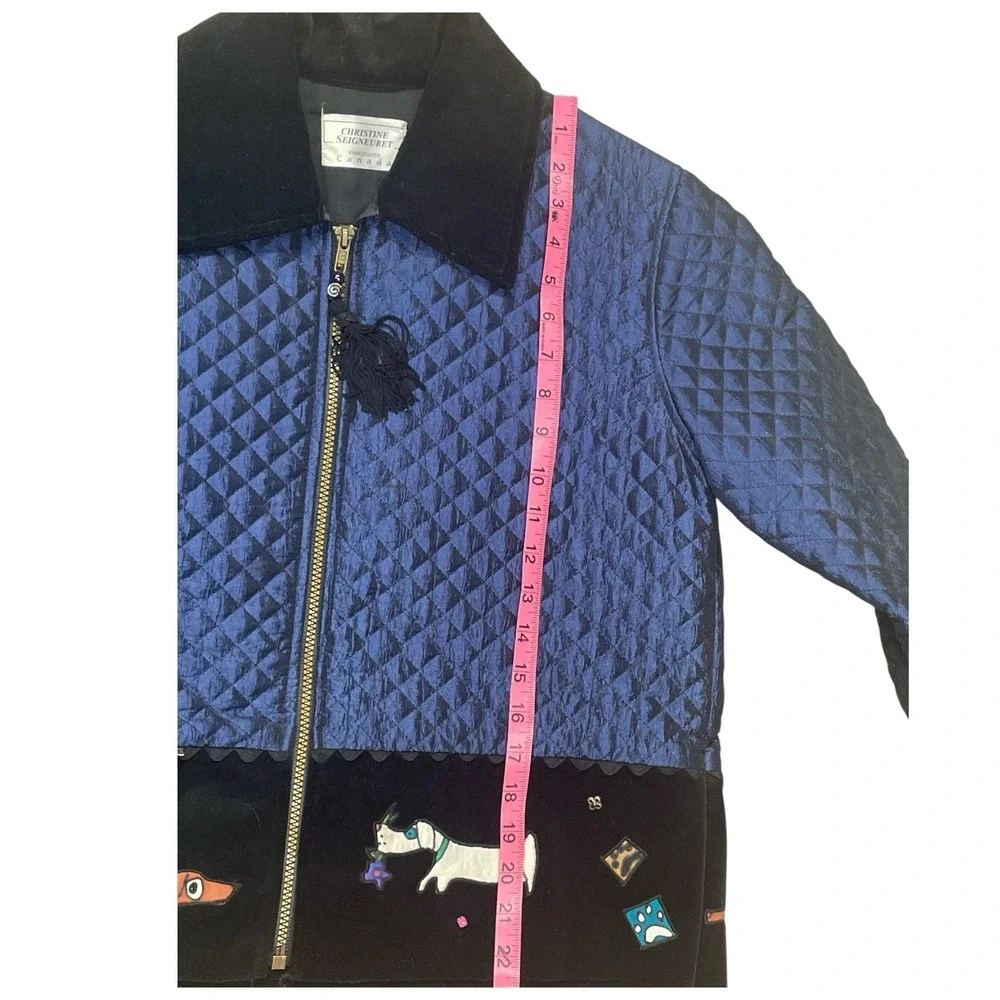 Christine Seineuret Quilted  Full Zip  Jacket With Dogs Women's Small Petite - Picture 7 of 9